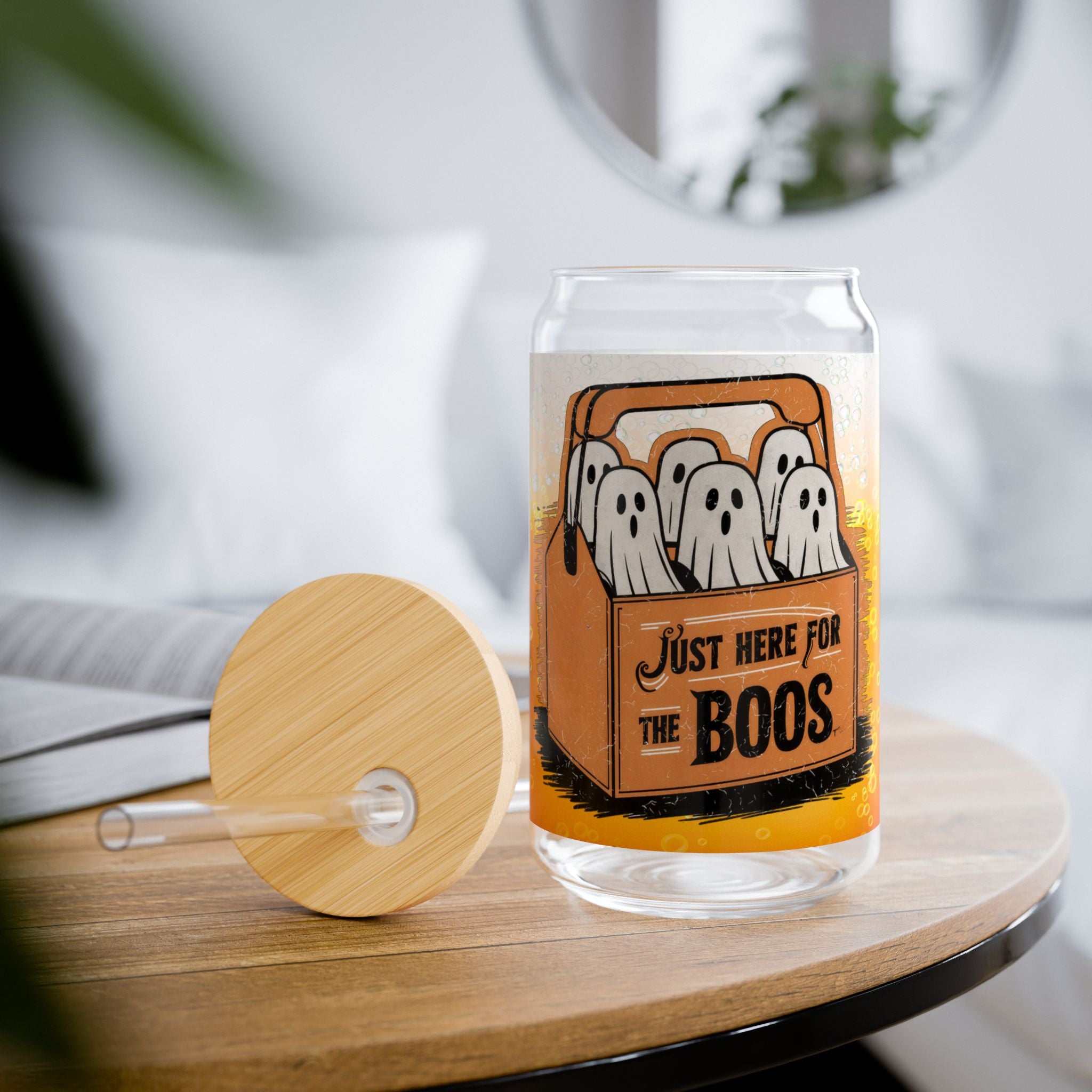 Just Here For The Boos / Funny Halloween Tumbler / Halloween Party Supplies / Beer Lover / Halloween Sipper Glass, 16oz